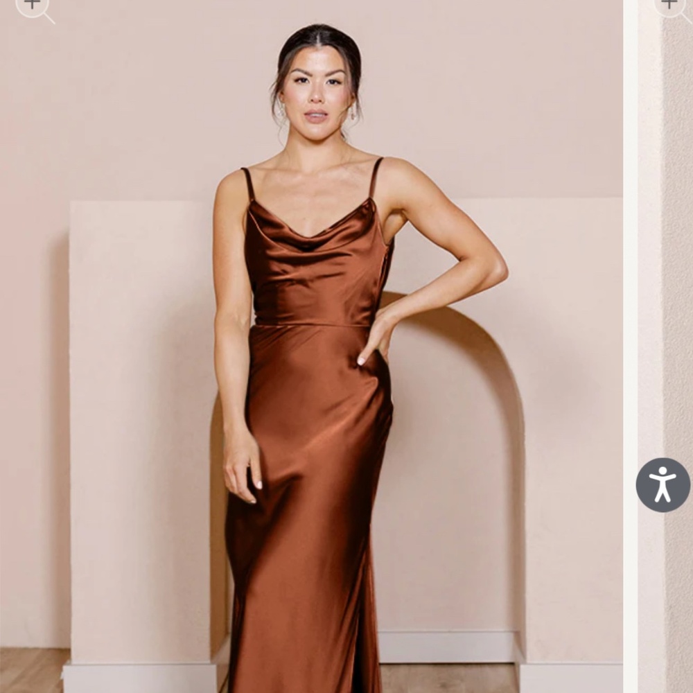 Revelry rust satin Nadia dress